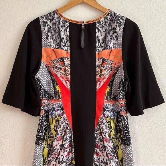 Clover Canyon Multicolor Abstract Geometric Floral Tile  Print Round Neck Dress - Picture 8 of 11